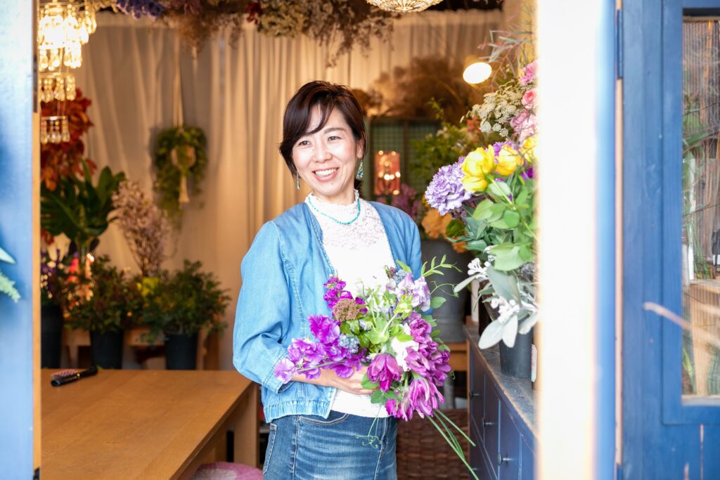 花束の組み方　プロ向けレッスン　花屋のためのお花レッスン　花束レッスン　花束の作り方